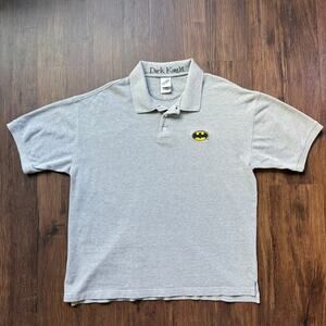 Vintage 1999 Batman Dark Knight Polo Shirt Gray Warner Bros XL